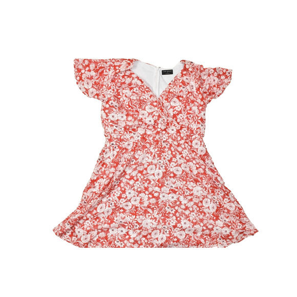 Lane Bryant Women's Plus Size 16 Red Floral Wrap V-Neck Mini Dress Short Sleeve - Picture 1 of 8